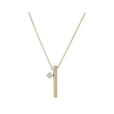 Barre Floating Single Diamond Pave Pendant Necklace