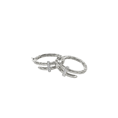 Spear Hoop Earrings Sterling Silver Small