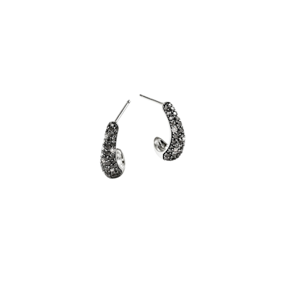 Surf Hoop Earring Sterling Silver Black Sand