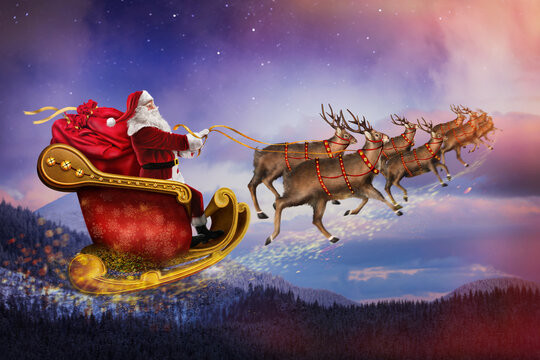Santa sleigh holiday festive